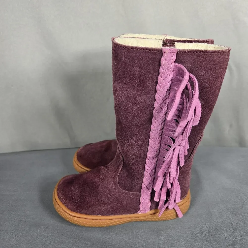 Livie & Luca x Matilda Jane Purple Suede Fringe Boots Toddler Girls 6M Lined